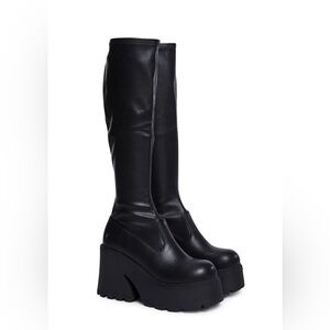 FUSE BLACK STRETCH KNEE HIGH BOOTS WINDSOR SMITH